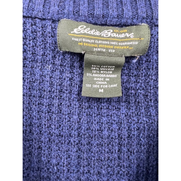 Eddie Bauer Women's Sweater M Button Front Thermal Sweater Top Long Sleeve Blue - Picture 2 of 7